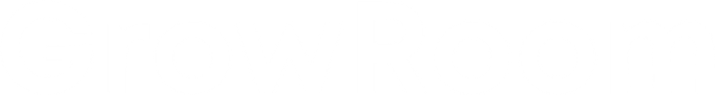white growroom logo text only
